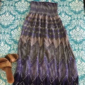 Summer strapless bohemian style dress